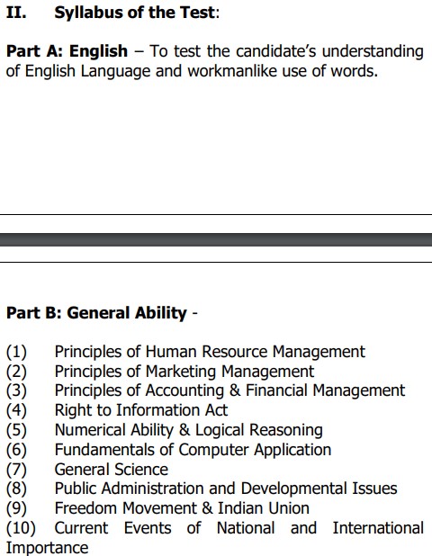 the image shows the syllabus for DRDO Administrative Officer Grade-II