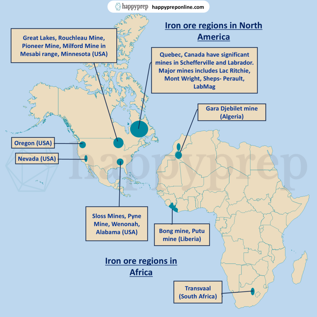 distribution of iron ore in North America and Africa